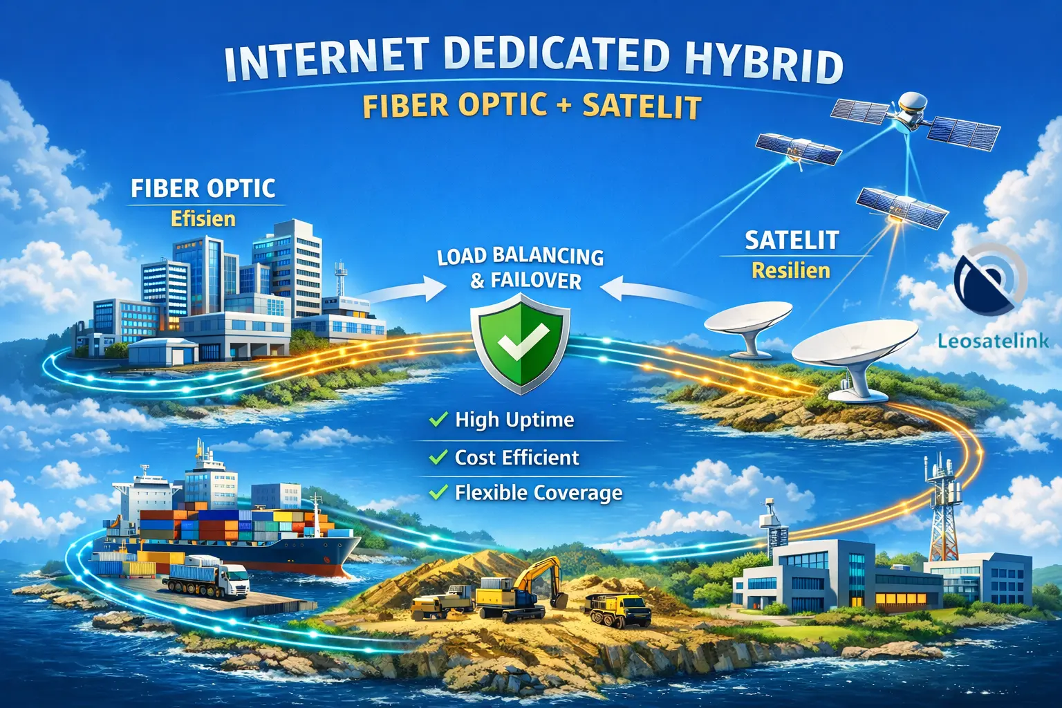layanan internet dedicated murah hybrid fiber optik dan satelit leosatelink
