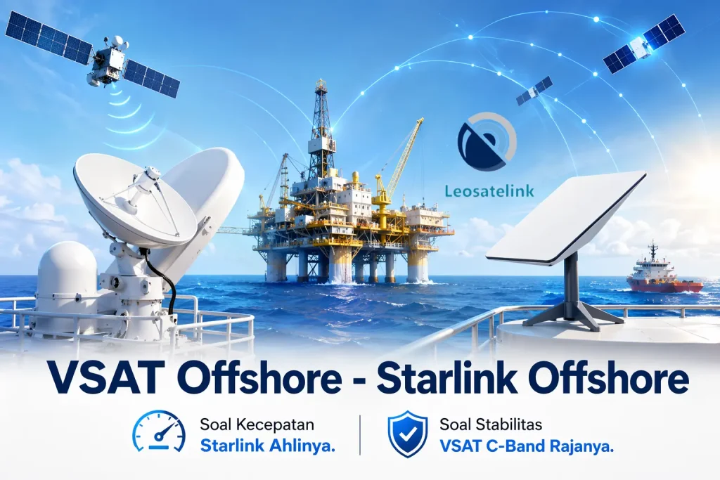 jaringan vsat hybrid vsat offshore c-band dan starlink offshore