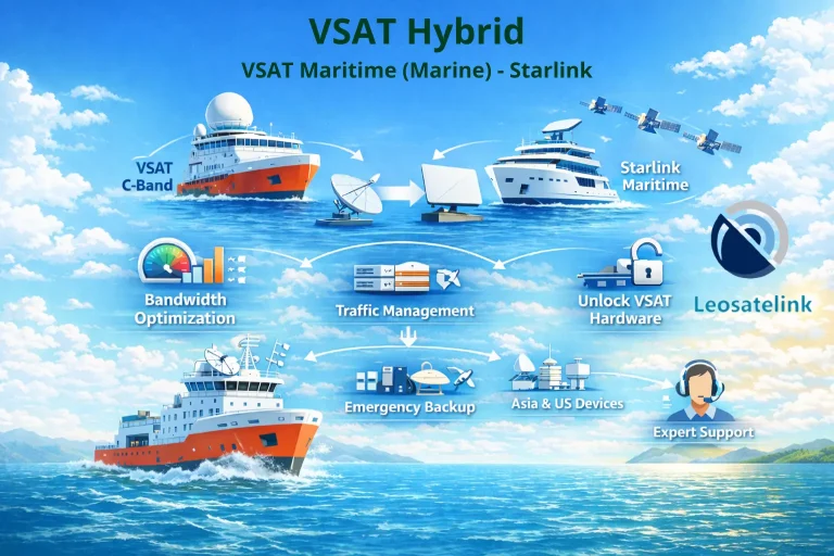 layanan VSAT Hybrid Starlink dan VSAT C-Band dari Leosatelink